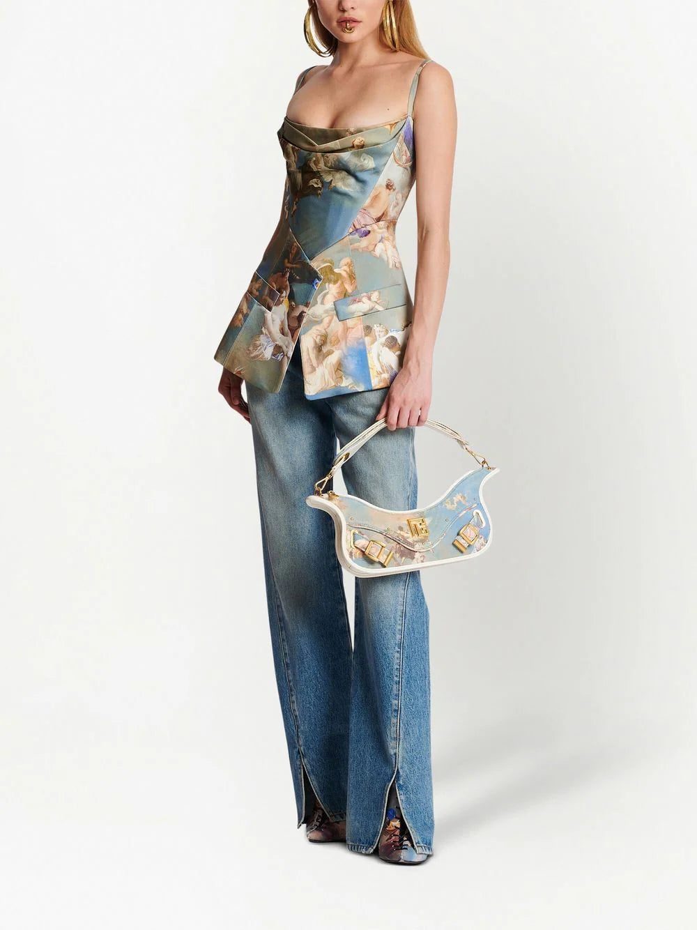 Balmain sky-print tailored corset top - Image 2