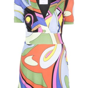 Moschino geometric-print v-neck fitted dress