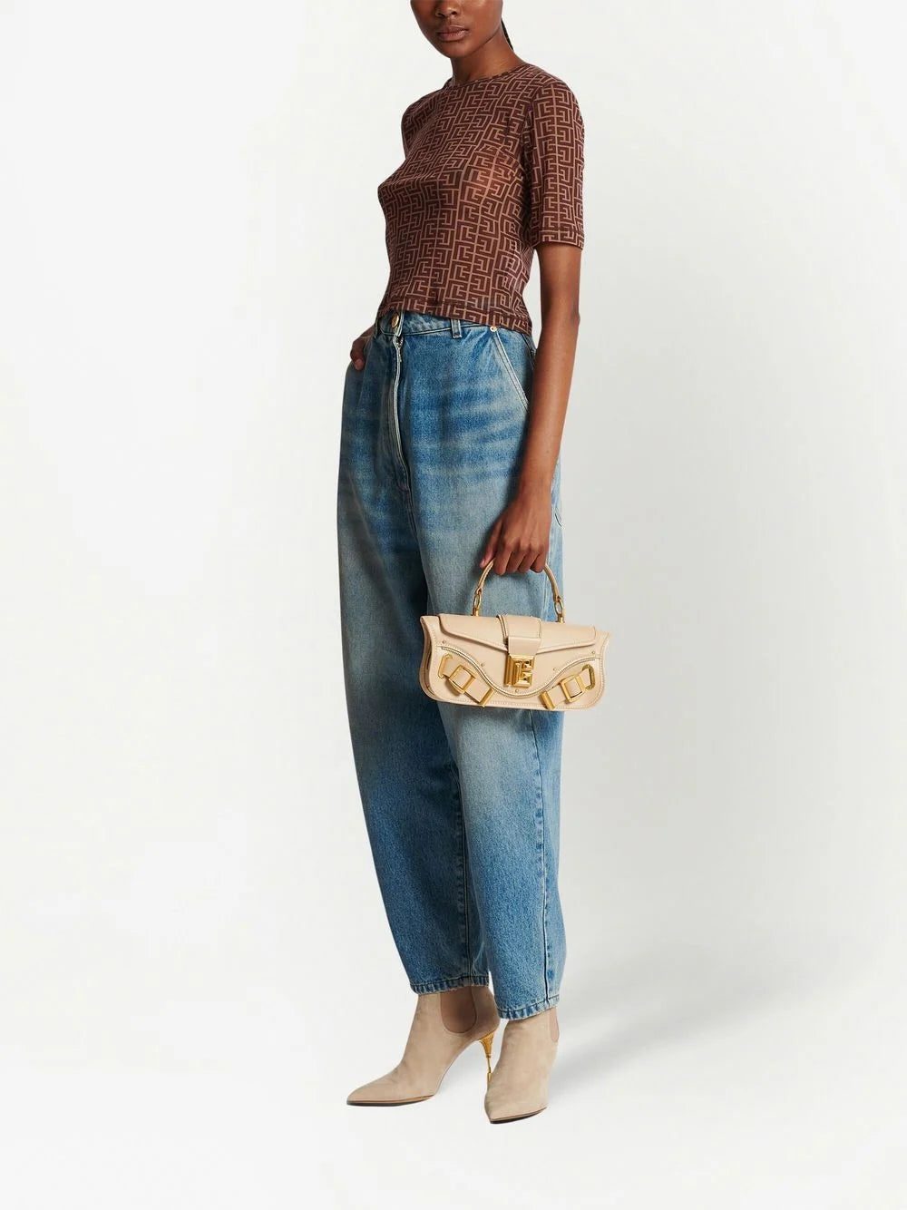 Balmain monogram-print crop top - Image 2