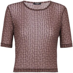 Balmain monogram-print crop top