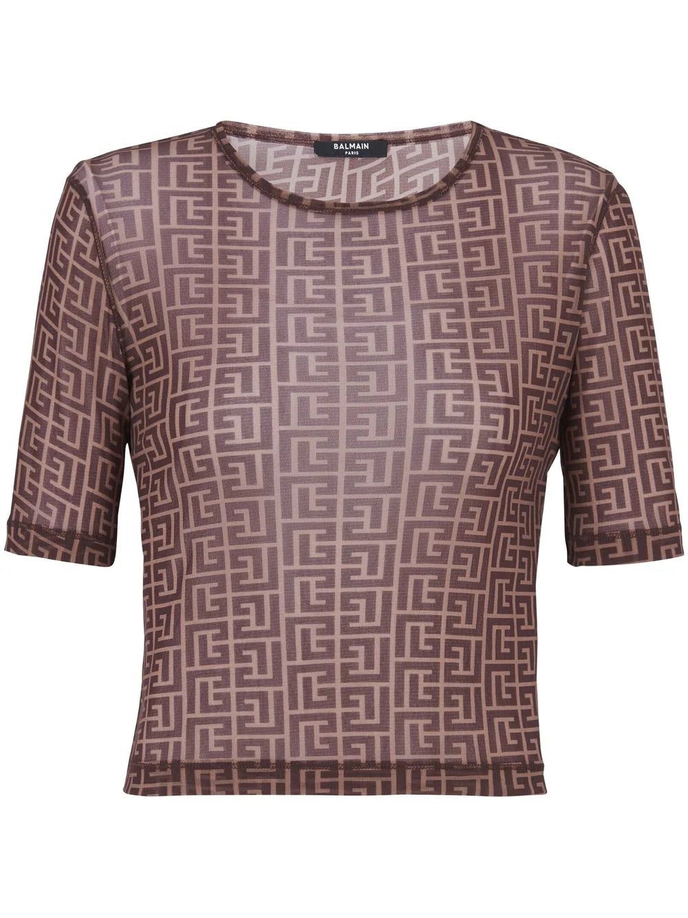 Balmain monogram-print crop top