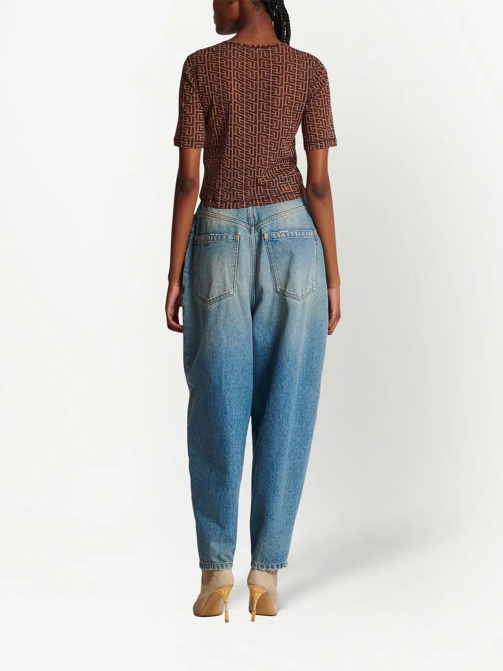 Balmain monogram-print crop top - Image 4