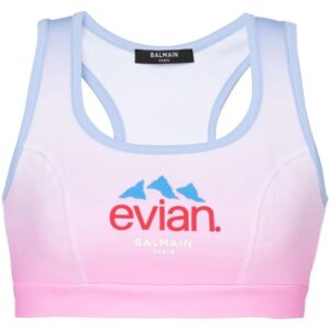 Balmain x Evian logo-print sports bra