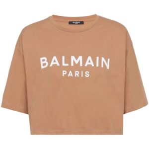 Balmain  logo-print cropped T-shirt