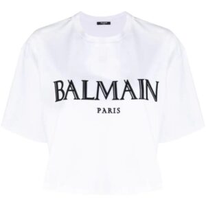 Balmain  logo-print cropped T-shirt
