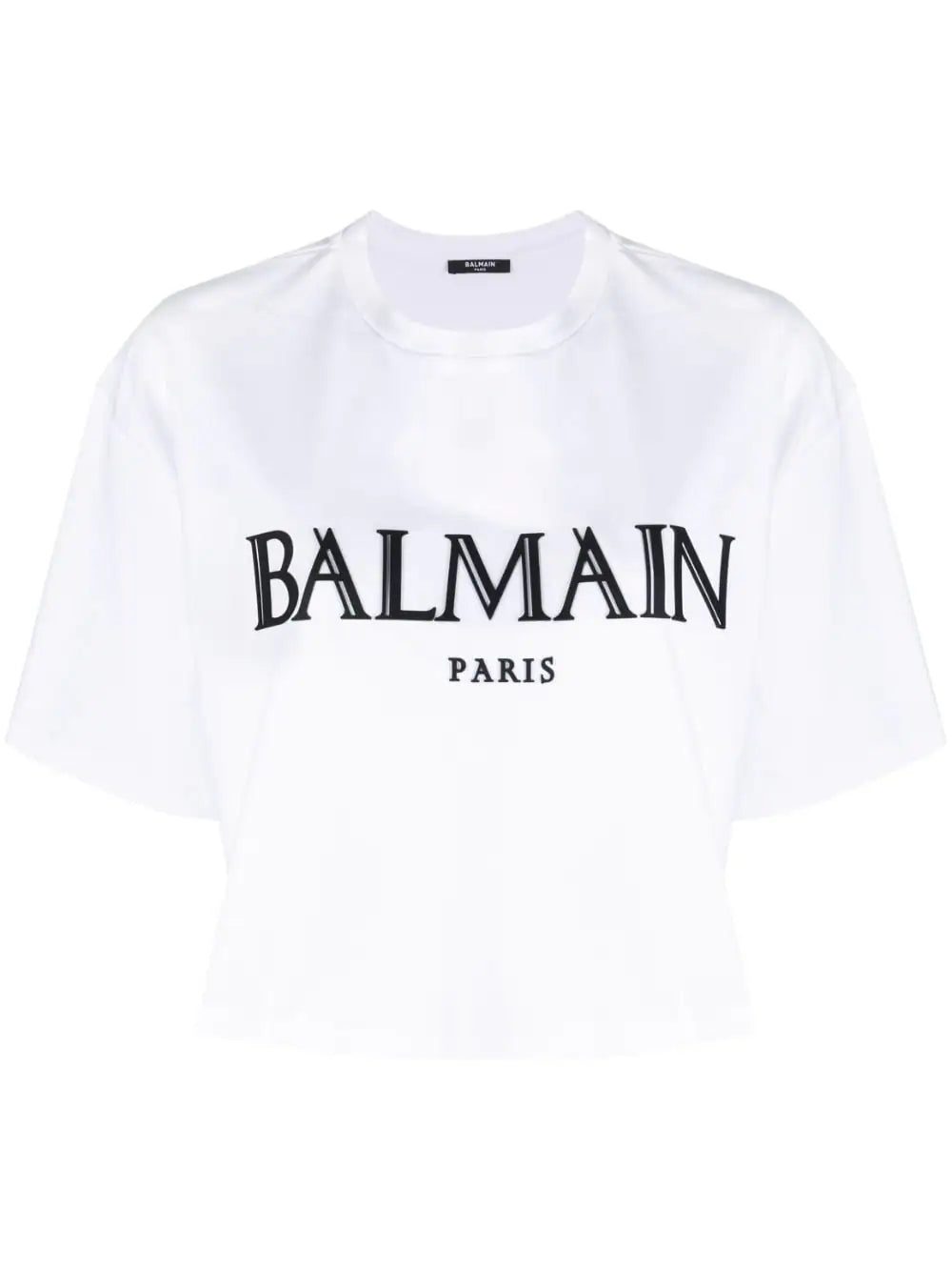 Balmain logo-print cropped T-shirt