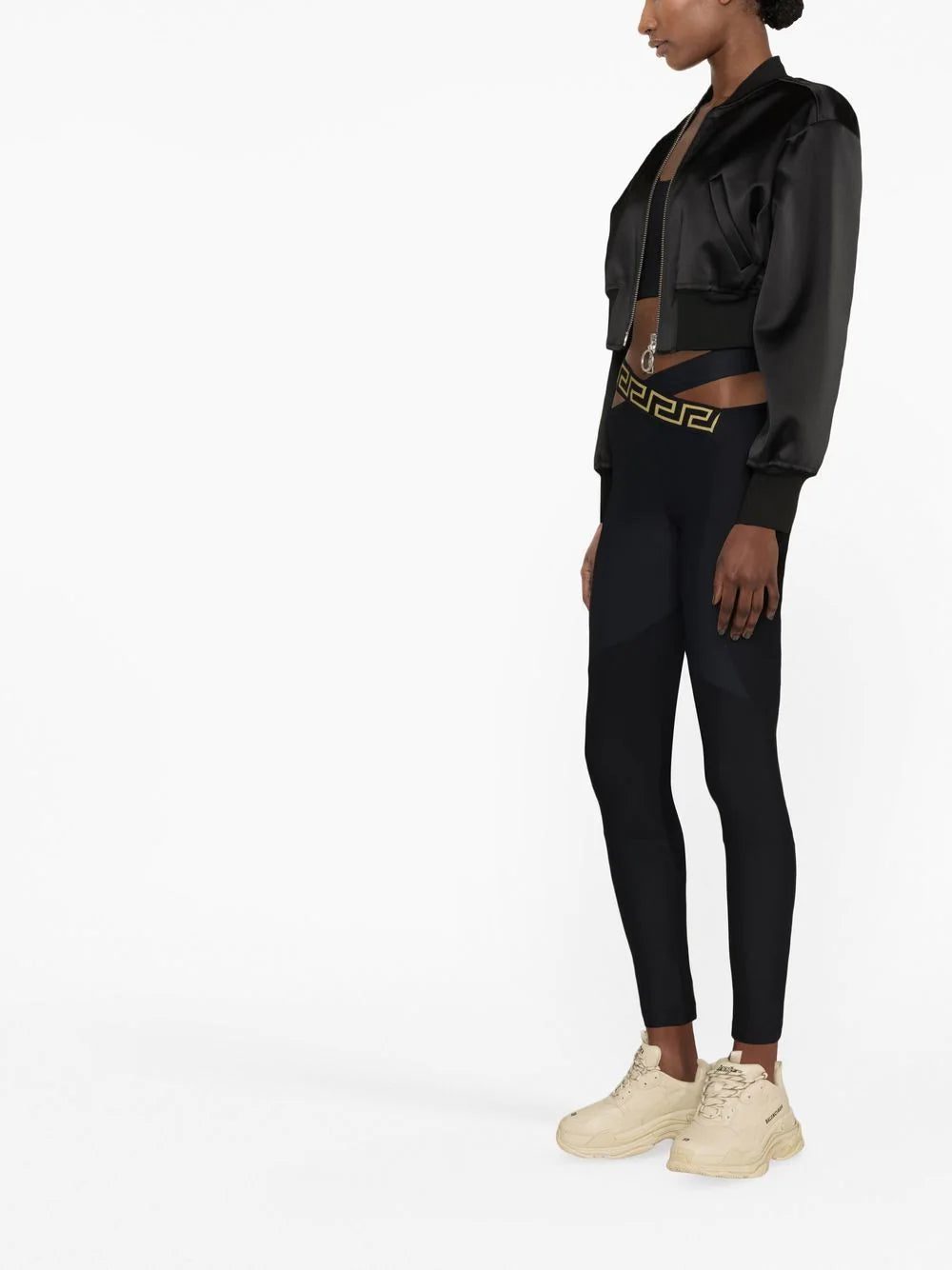 Versace La Greca crossover waistband leggings - Image 4