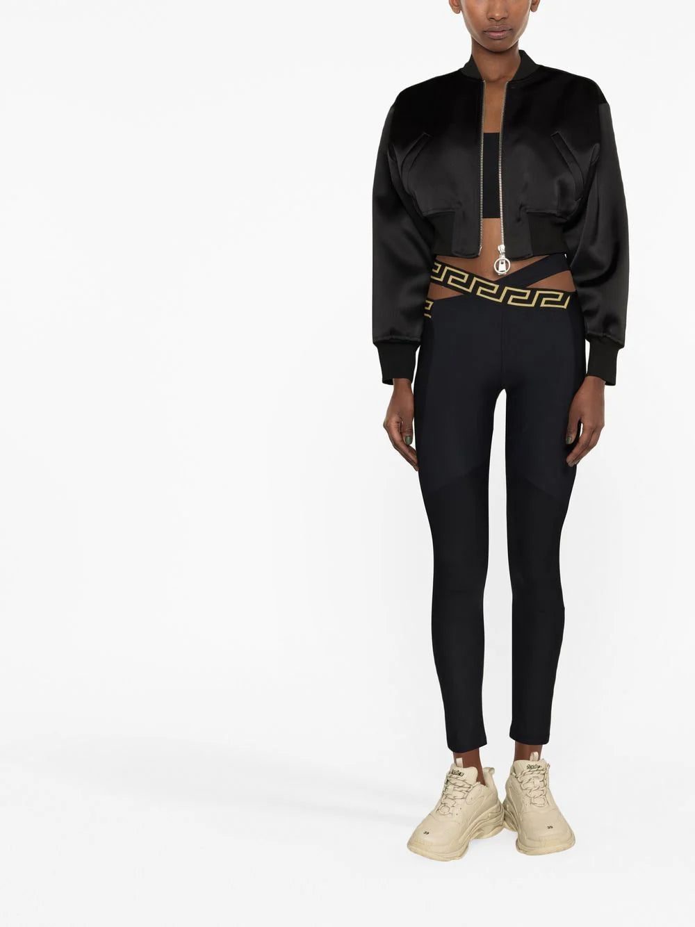 Versace La Greca crossover waistband leggings - Image 2