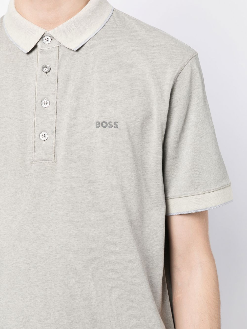 BOSS logo-embossed cotton polo shirt - Image 4
