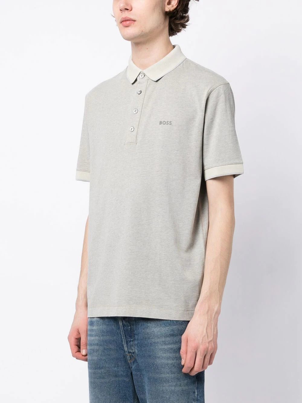BOSS logo-embossed cotton polo shirt - Image 2