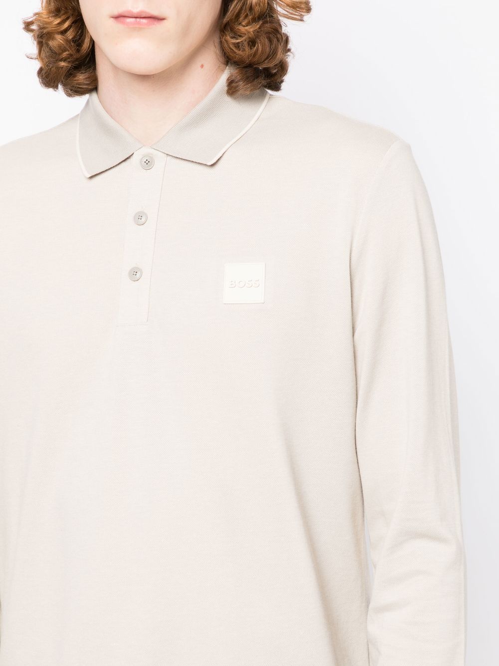 BOSS logo-patch long-sleeved polo shirt - Image 4