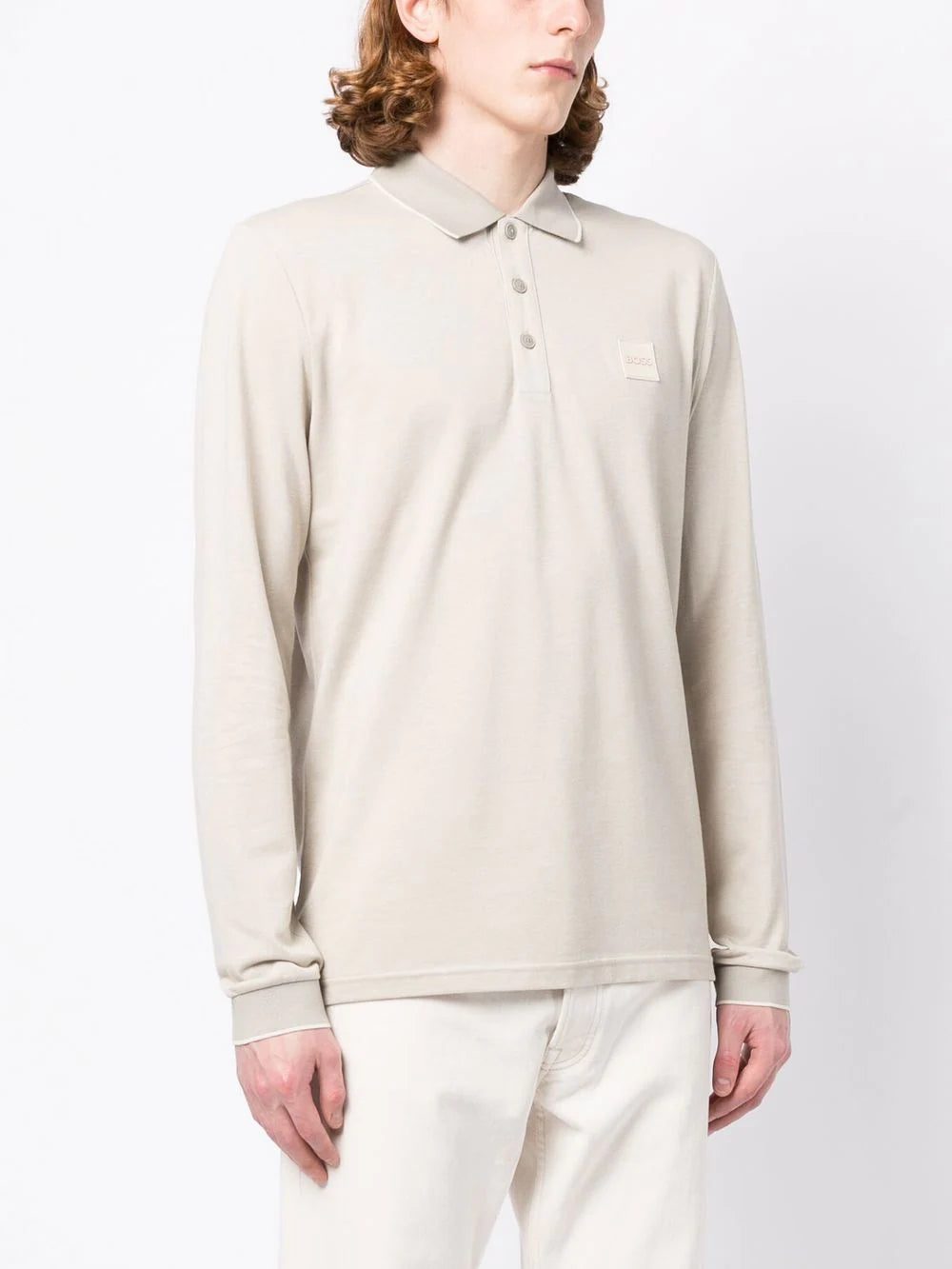 BOSS logo-patch long-sleeved polo shirt - Image 2