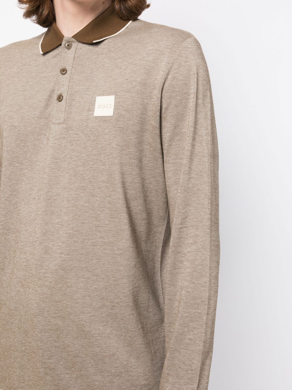 BOSS logo-patch long-sleeved polo shirt - Image 4