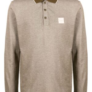 BOSS  logo-patch long-sleeved polo shirt