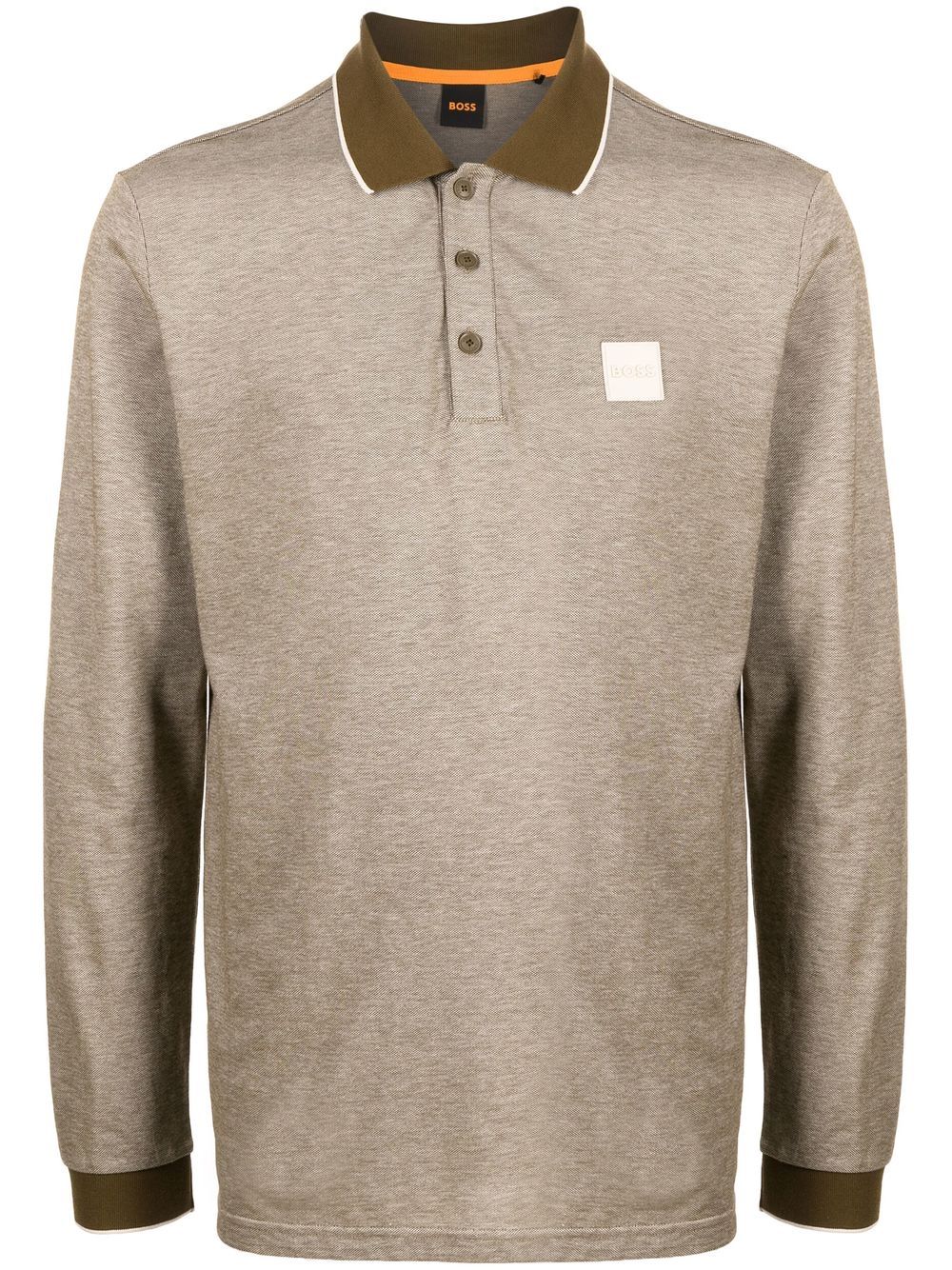 BOSS logo-patch long-sleeved polo shirt
