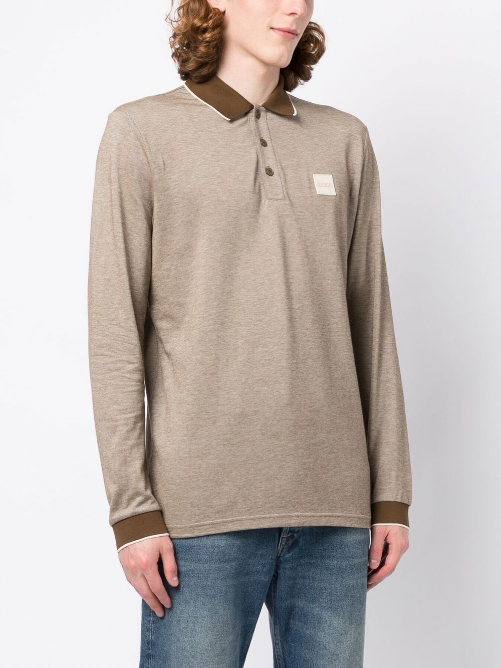 BOSS logo-patch long-sleeved polo shirt - Image 2