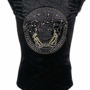 Versace Medusa embellished velvet top