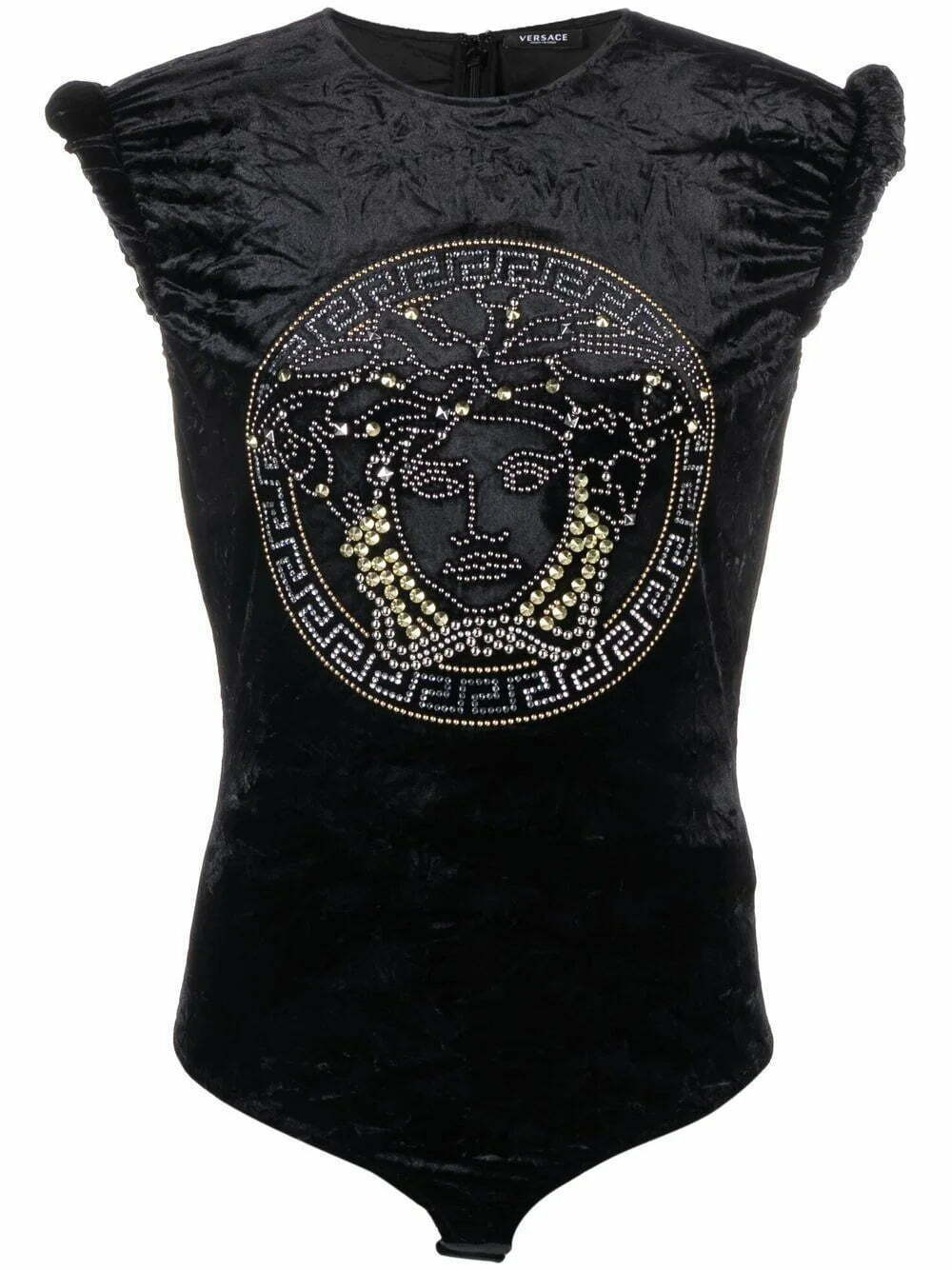 Versace Medusa embellished velvet top