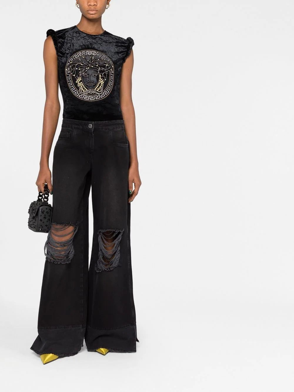 Versace Medusa embellished velvet top - Image 2