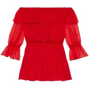 Gucci  off-shoulder silk-chiffon dress