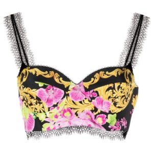 Versace  Medusa Orchid-print bustier top