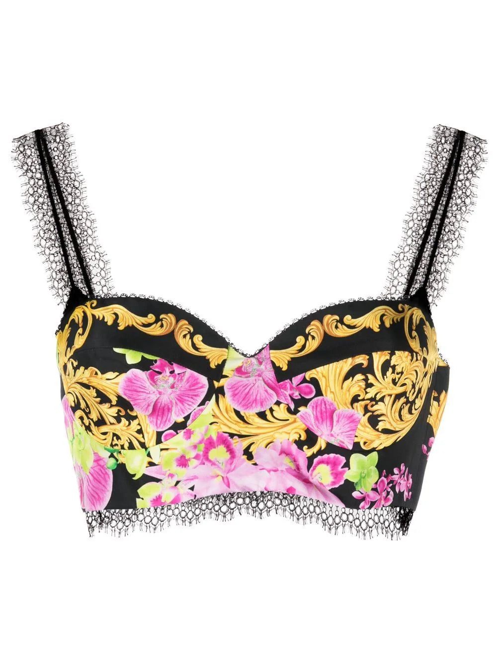 Versace Medusa Orchid-print bustier top