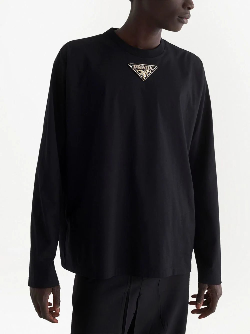 Prada logo-patch long-sleeve T-shirt - Image 4