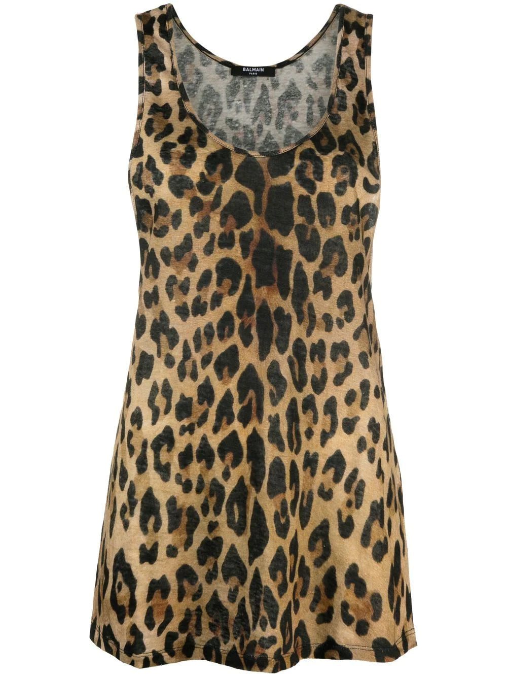 Balmain leopard-print linen tank top