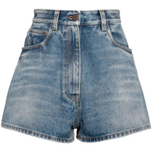 Prada triangle-logo denim shorts