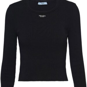 Prada logo-embroidered ribbed jumper