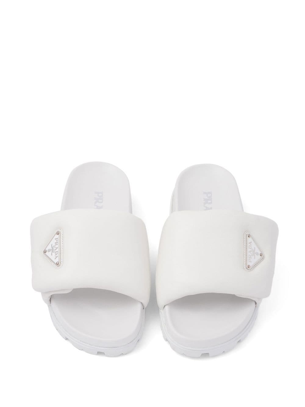 Prada logo-plaque padded leather slides - Image 4