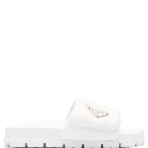 Prada logo-plaque padded leather slides