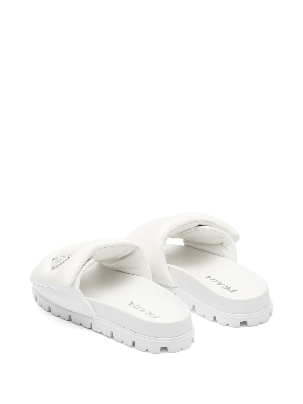 Prada logo-plaque padded leather slides - Image 3