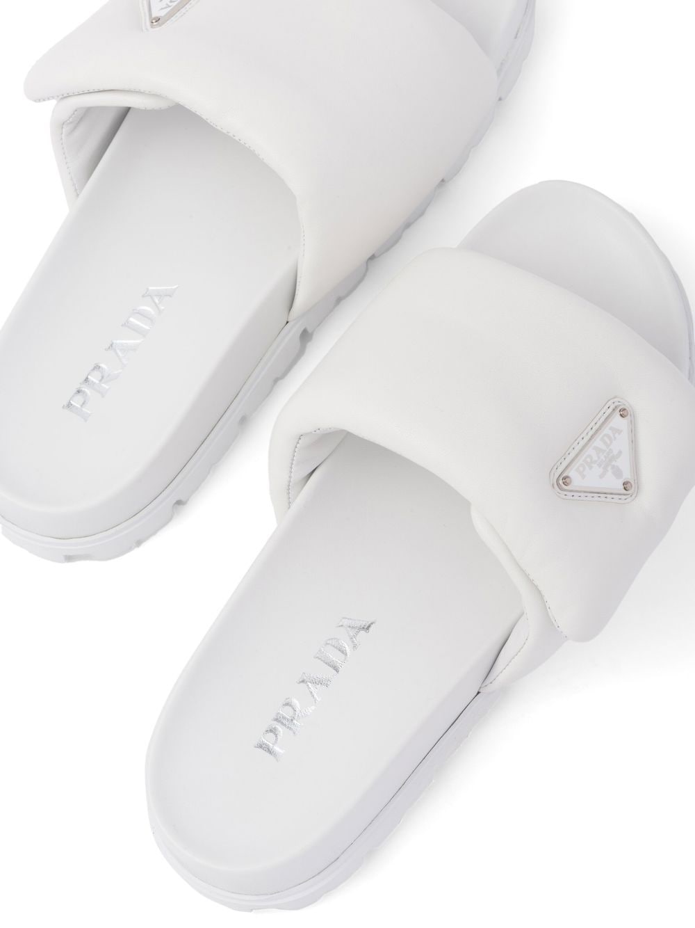 Prada logo-plaque padded leather slides - Image 5