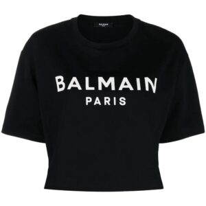 Balmain  logo-print cropped top