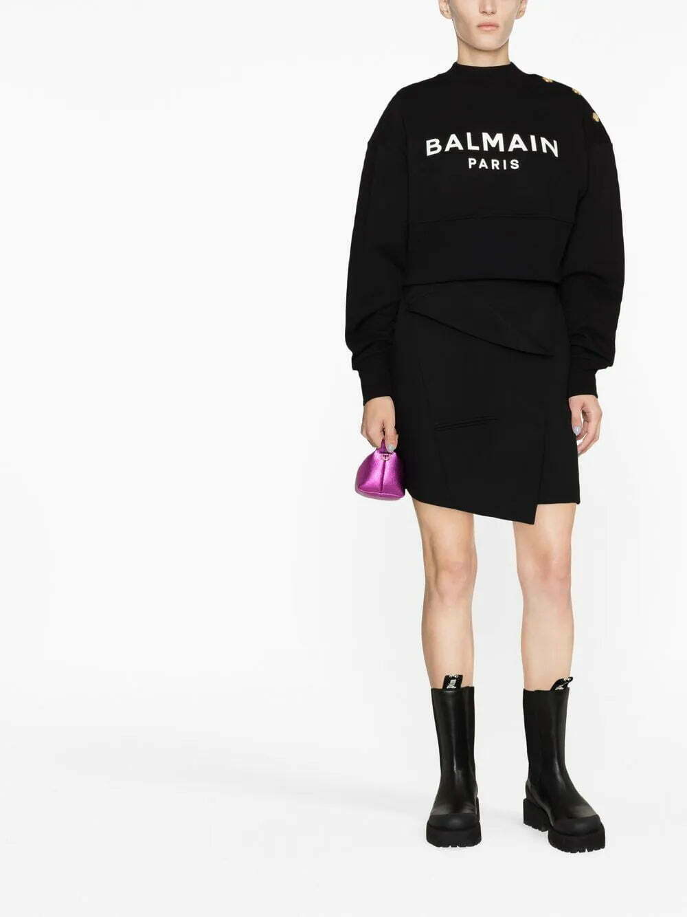 Balmain logo-print cropped sweatshirt - Image 2