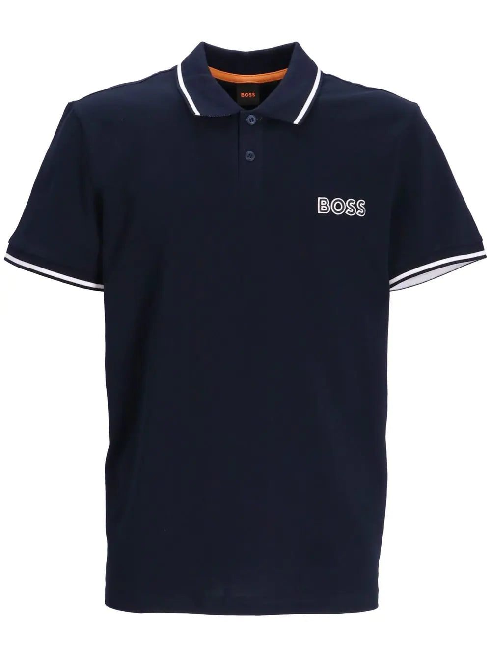 BOSS logo-embroidered stripe-trim polo