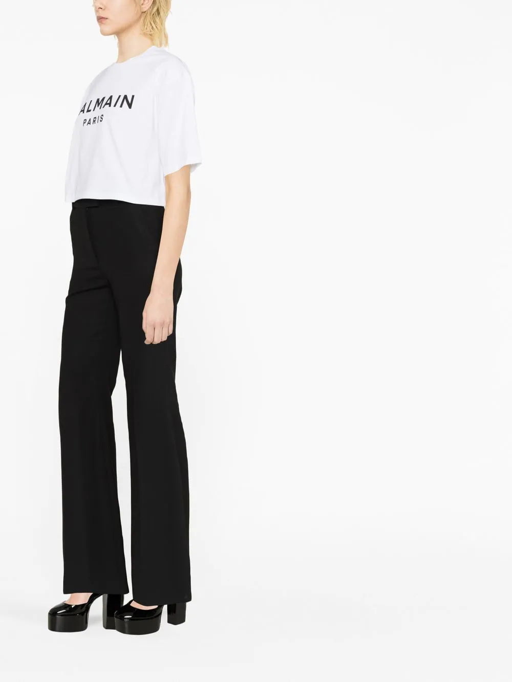 Balmain logo cropped T-shirt - Image 4