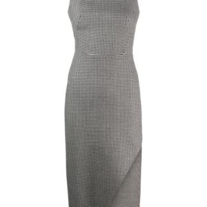 Alexander McQueen  houndstooth asymmetric midi dress
