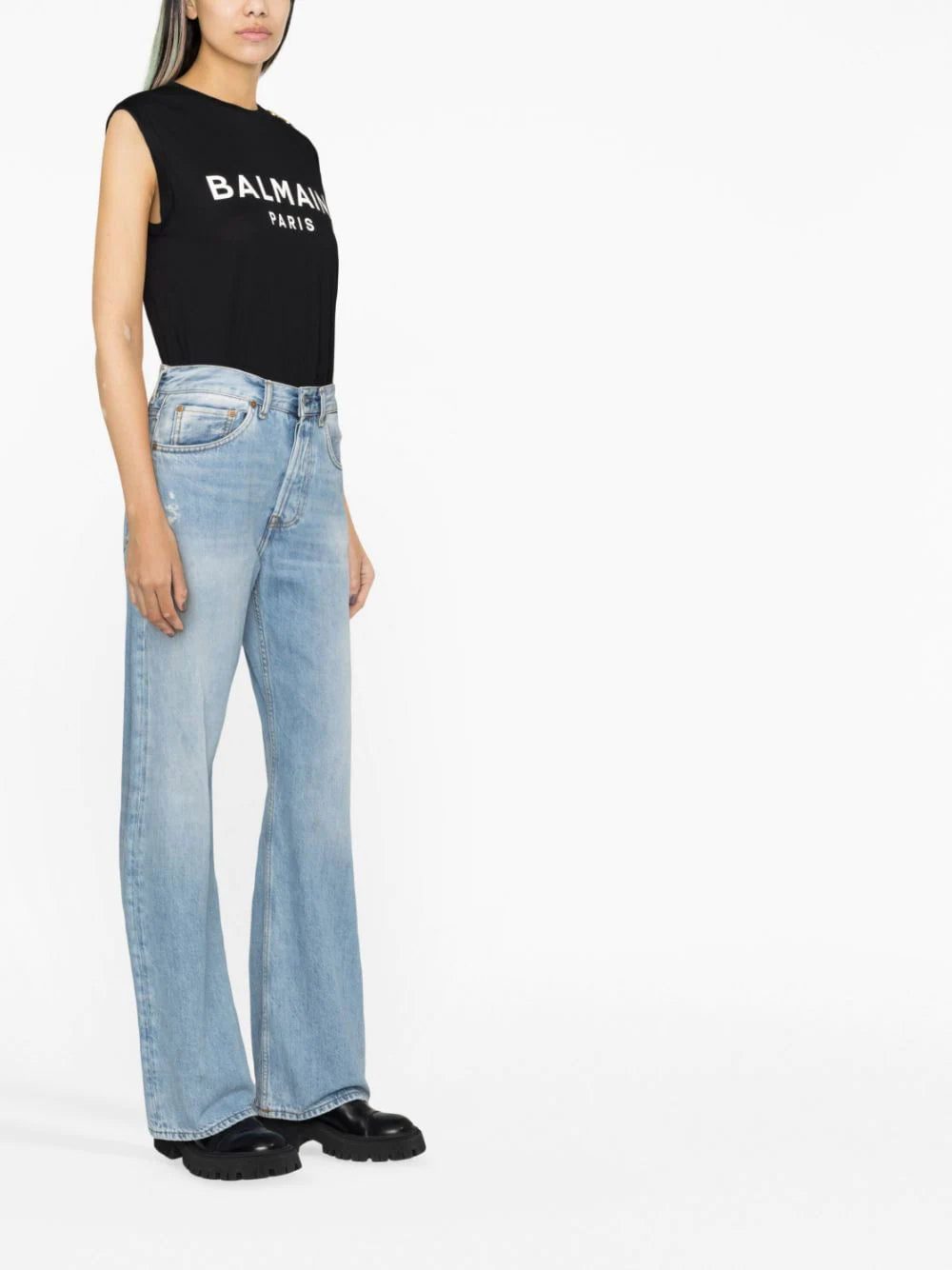 Balmain logo-print button-embellished top - Image 4