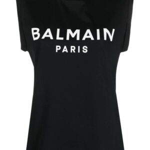 Balmain logo-print button-embellished top