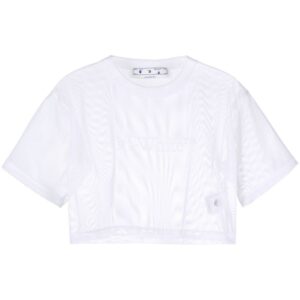 Off-White  Bookish mesh cropped T-shirt