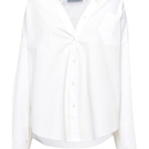 Prada logo-embroidered poplin shirt