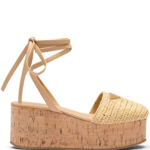Prada  logo-plaque wedge sandals