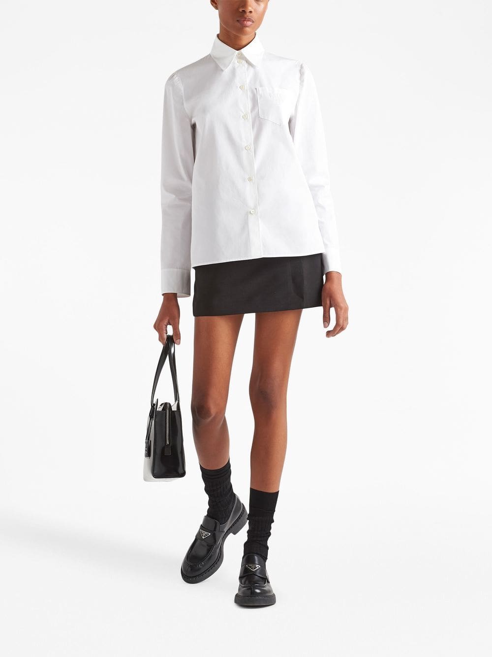 Prada logo-embroidered poplin shirt - Image 2