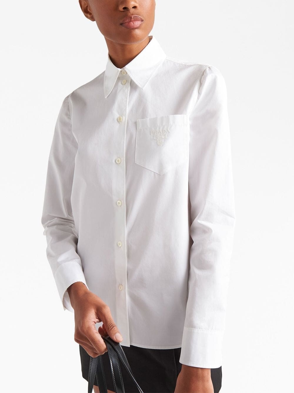Prada logo-embroidered poplin shirt - Image 4