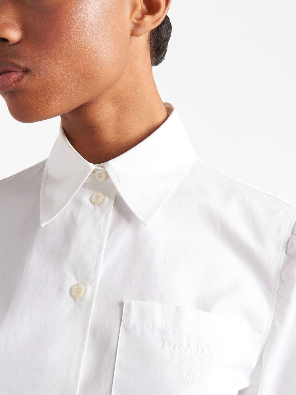 Prada logo-embroidered poplin shirt - Image 5