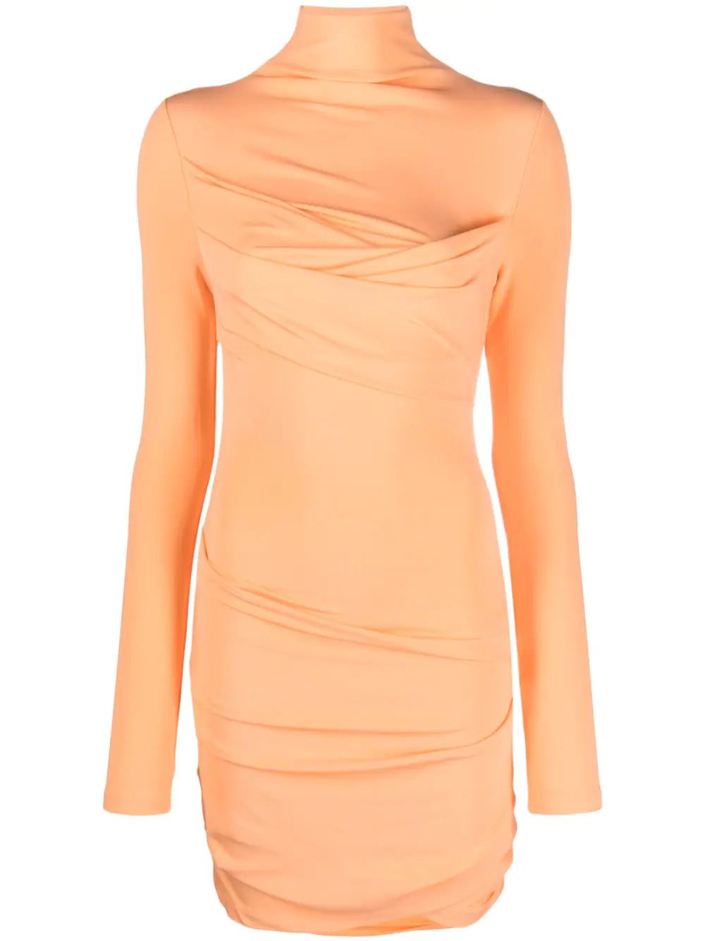 Off-White high-neck ruched minidress