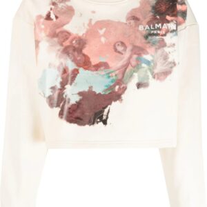 Balmain Pastel-print cropped sweatshirt