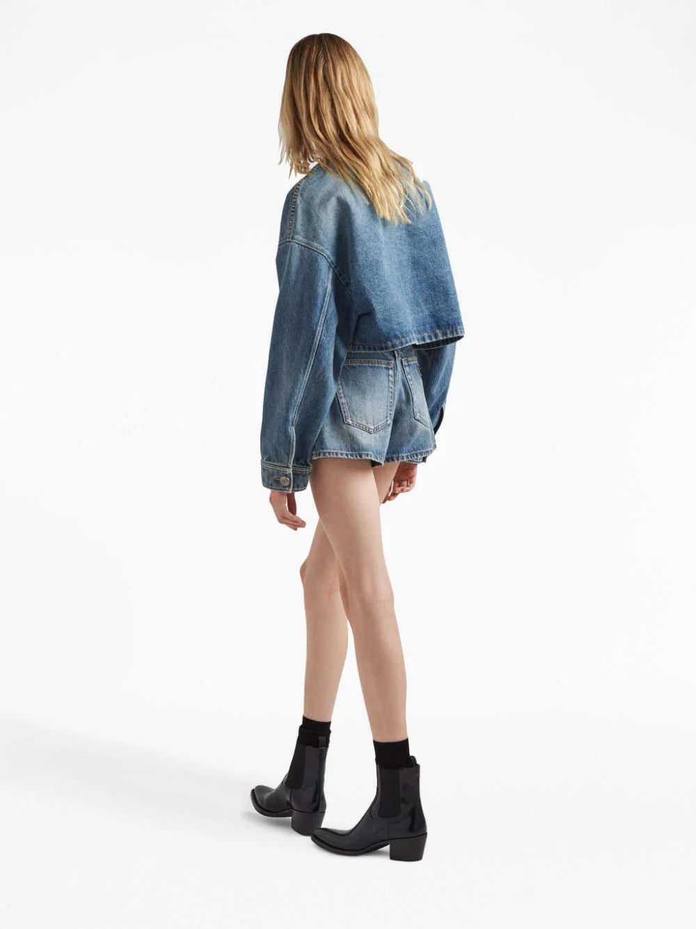 Prada triangle-logo denim blouson jackett - Image 3